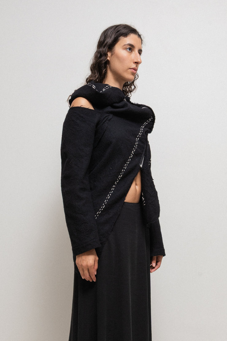 COMME DES GARÇONS - FW02 Twisted felted wool jacket with contrast stitching