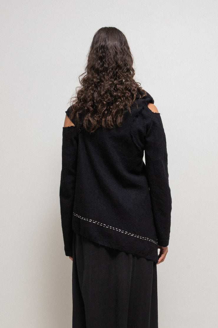 COMME DES GARÇONS - FW02 Twisted felted wool jacket with contrast stitching