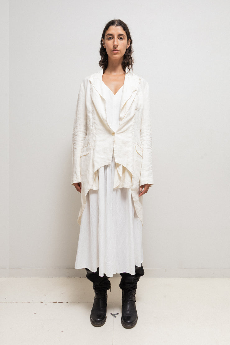 YOHJI YAMAMOTO -  SS10 Long cotton dress with pleated details and pockets