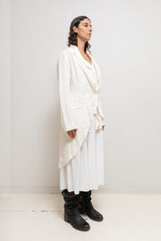 YOHJI YAMAMOTO -  SS10 Long cotton dress with pleated details and pockets