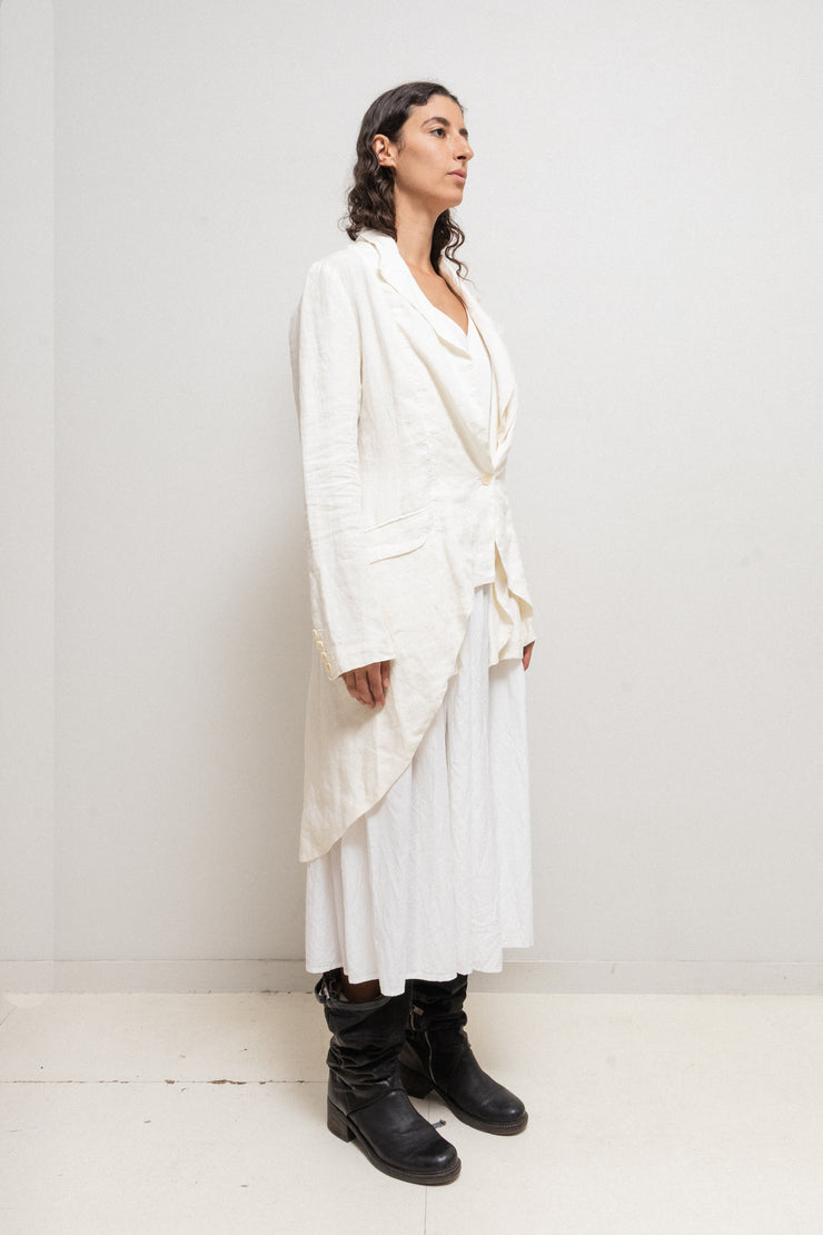 YOHJI YAMAMOTO -  SS10 Long cotton dress with pleated details and pockets