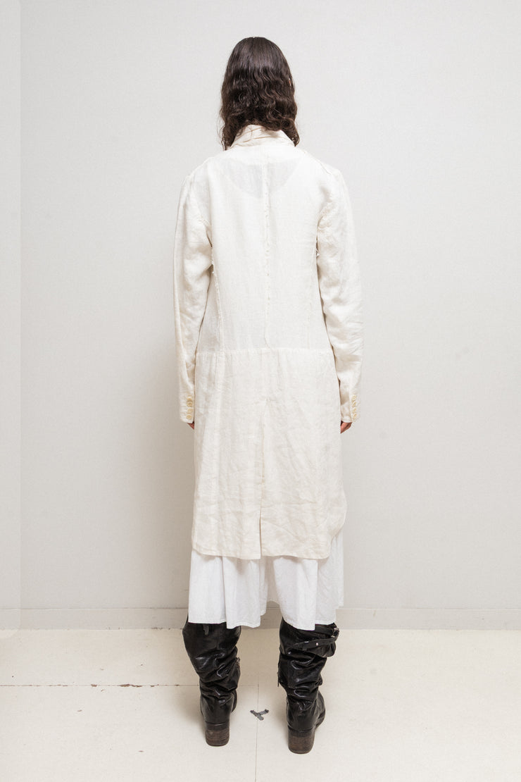 YOHJI YAMAMOTO -  SS10 Long cotton dress with pleated details and pockets