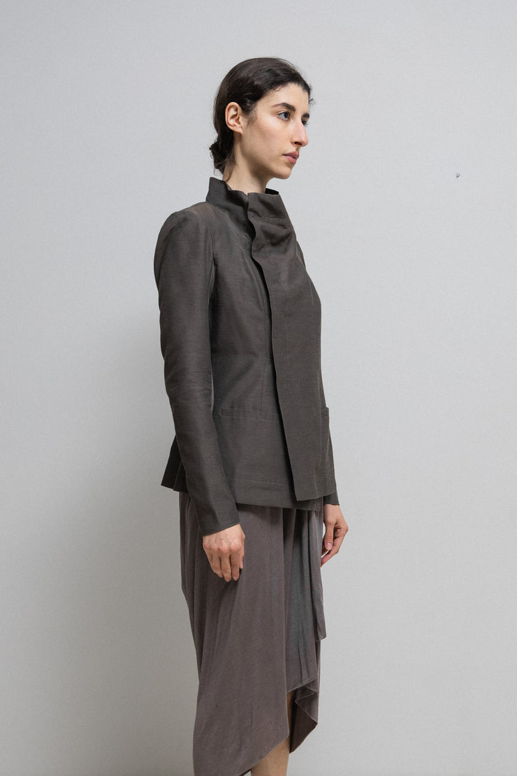 RICK OWENS - SS15 "FAUN" Silk and cotton textured jacket with side buttoning