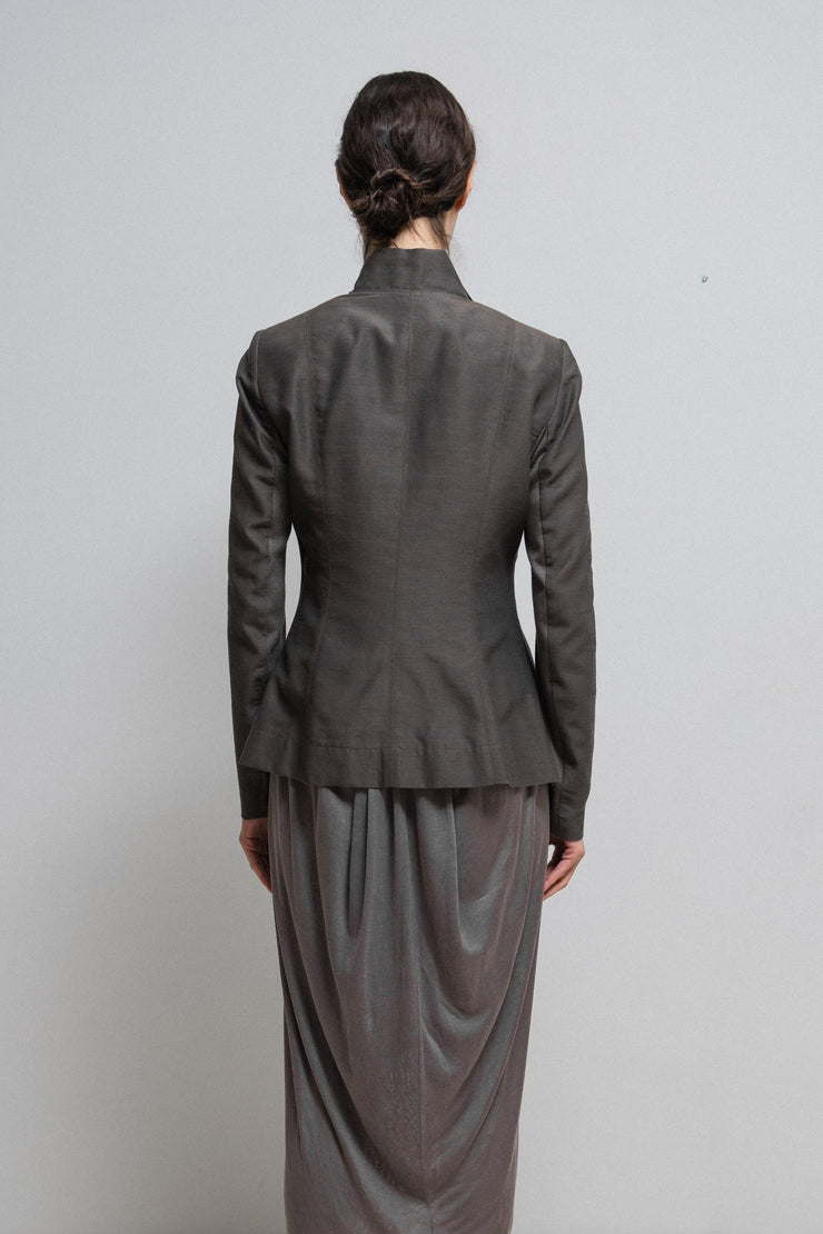 RICK OWENS - SS15 "FAUN" Silk and cotton textured jacket with side buttoning