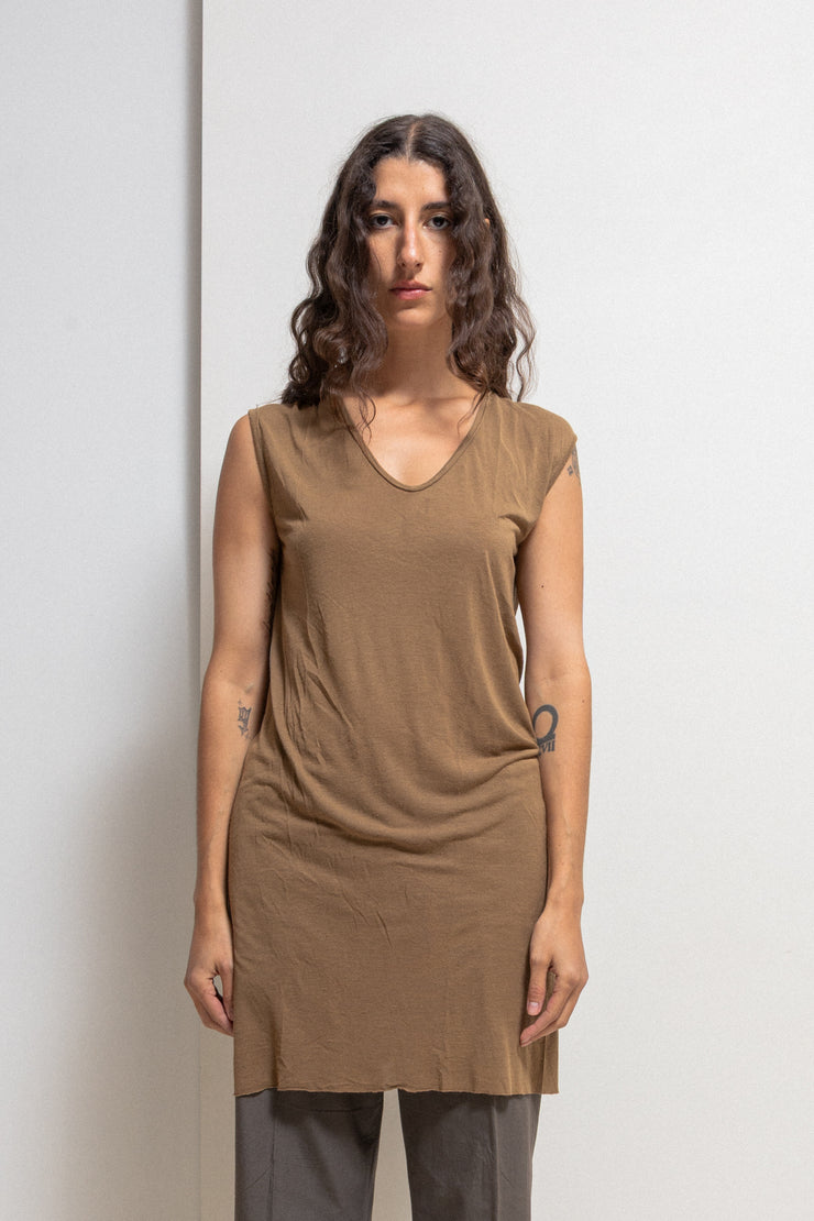RICK OWENS - FW15 « SPHINX » Silk blend elongated mustard top