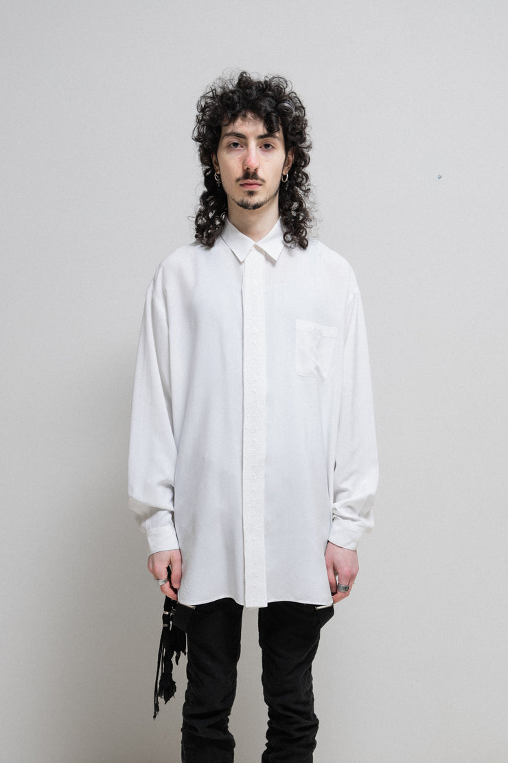 YOHJI YAMAMOTO GOTHIC - Lightweight shirt with embroidered button placket (90&