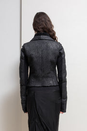 RICK OWENS - FW03 "TRUCKER" Thick textured lamb leather jacket with matching fleece