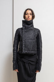 RICK OWENS - FW03 "TRUCKER" Thick textured lamb leather jacket with matching fleece