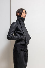 RICK OWENS - FW03 "TRUCKER" Thick textured lamb leather jacket with matching fleece