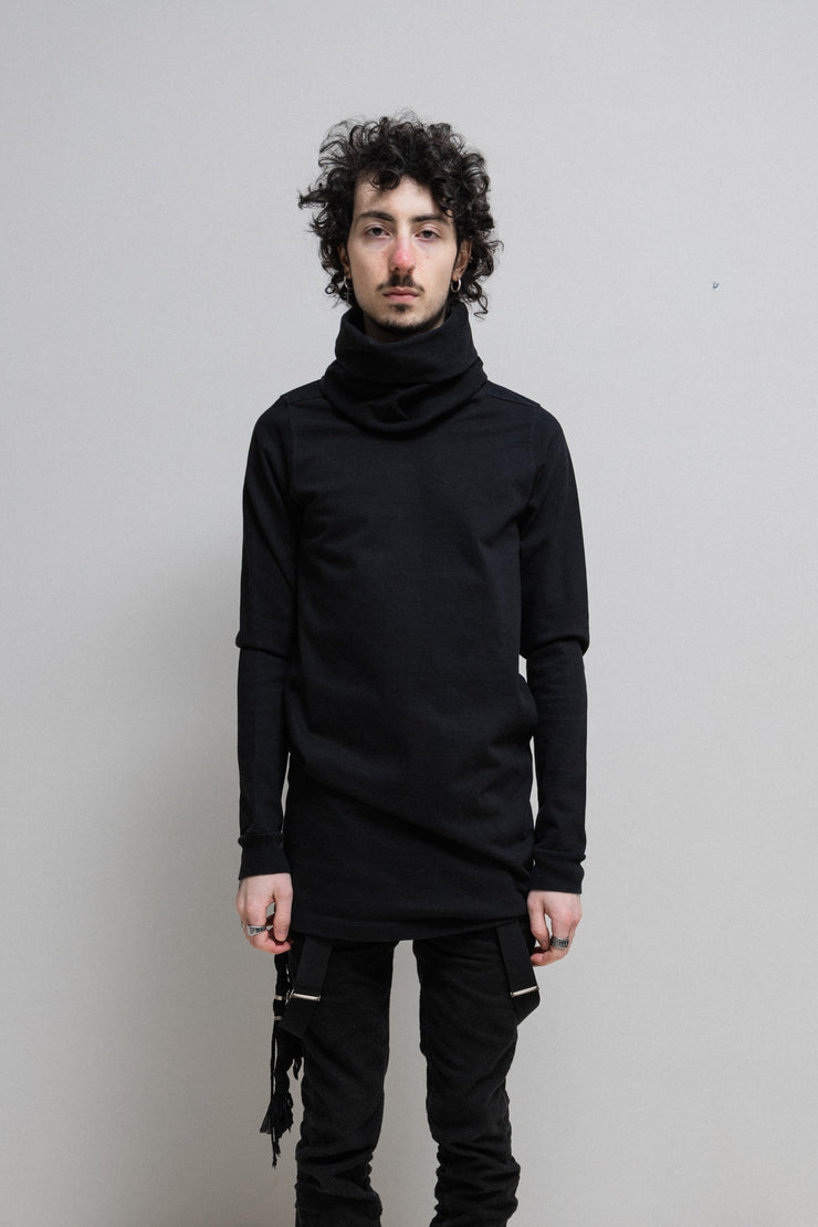 RICK OWENS - FW13 "PLINTH" Cotton sweater with an elongated collar