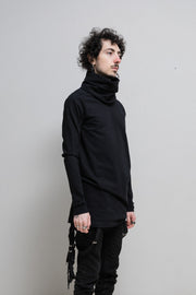 RICK OWENS - FW13 "PLINTH" Cotton sweater with an elongated collar