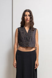 ANN DEMEULEMEESTER - 1990’s patterned vest with metallic threads