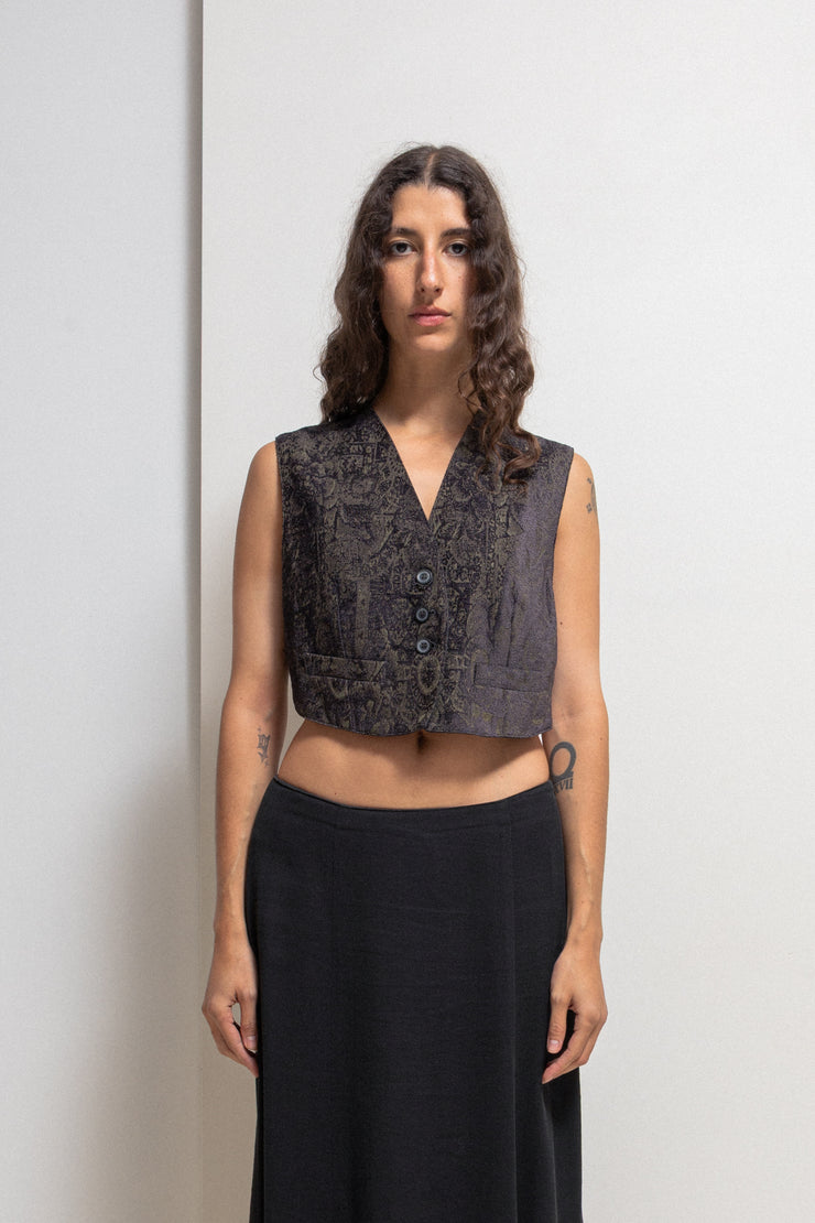 ANN DEMEULEMEESTER - 1990’s patterned vest with metallic threads