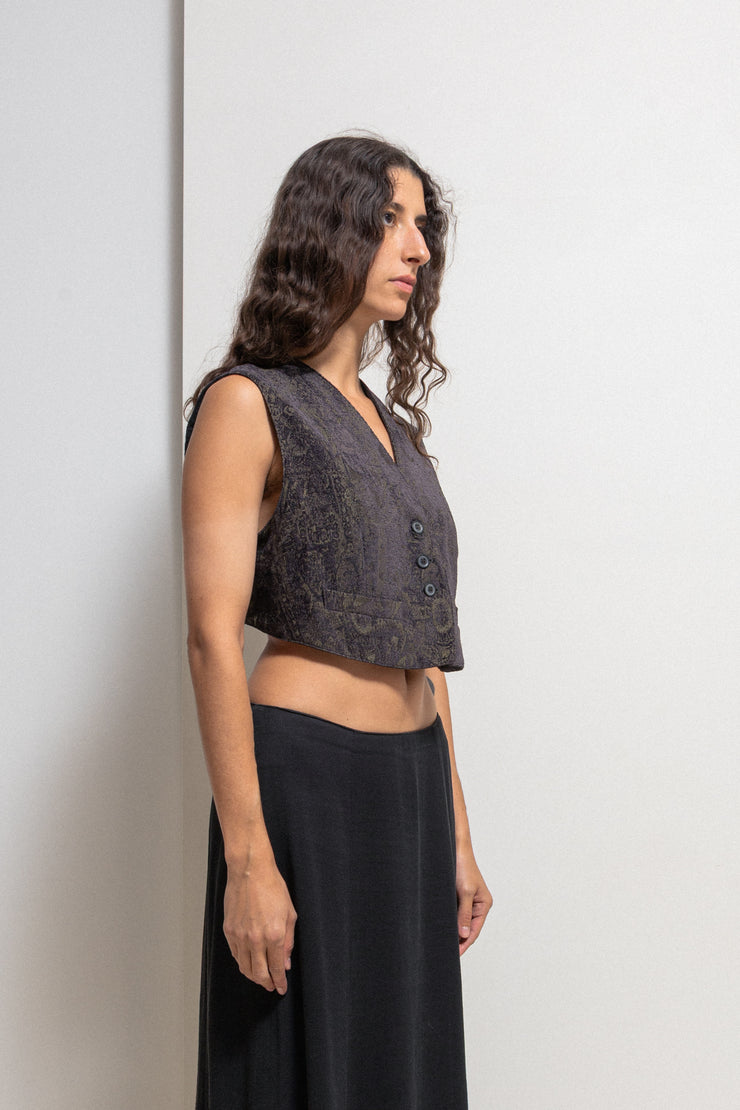 ANN DEMEULEMEESTER - 1990’s patterned vest with metallic threads