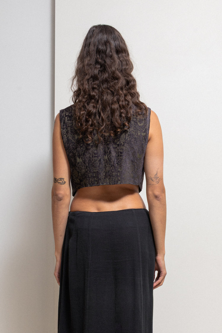 ANN DEMEULEMEESTER - 1990's patterned vest with metallic