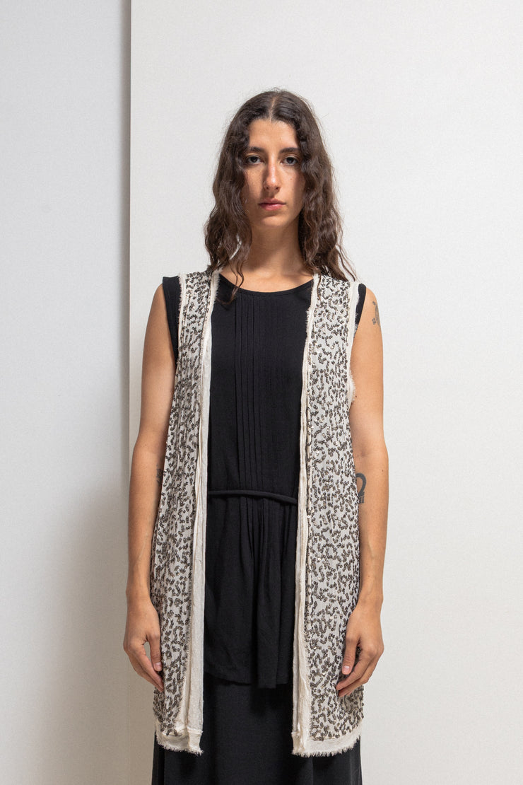 ANN DEMEULEMEESTER - SS10 Silk vest with 850 gr of metal sequins (runway)