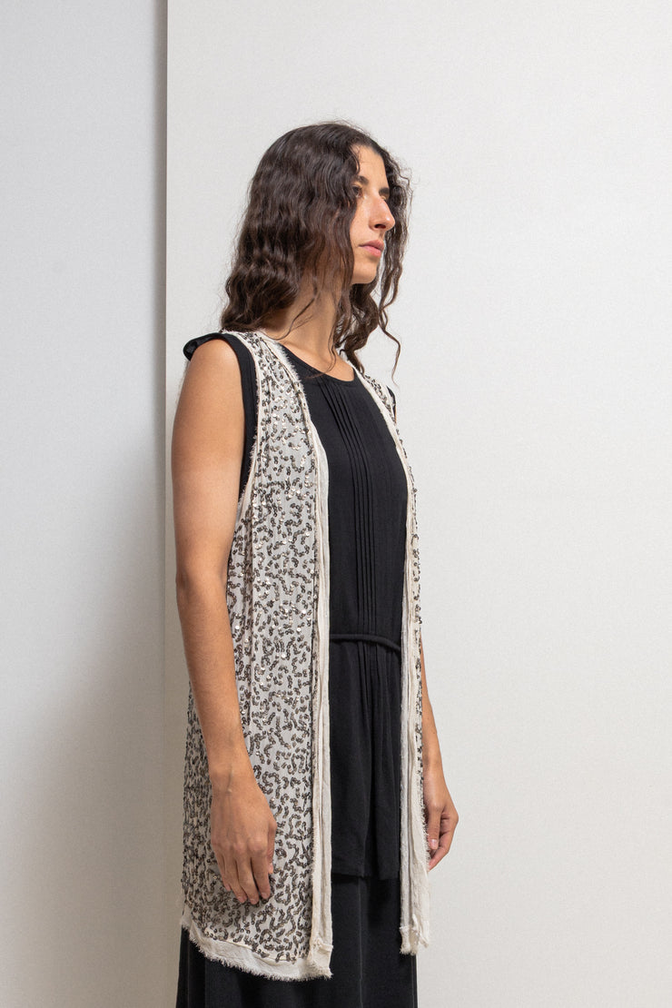 ANN DEMEULEMEESTER - SS10 Silk vest with 850 gr of metal sequins (runway)