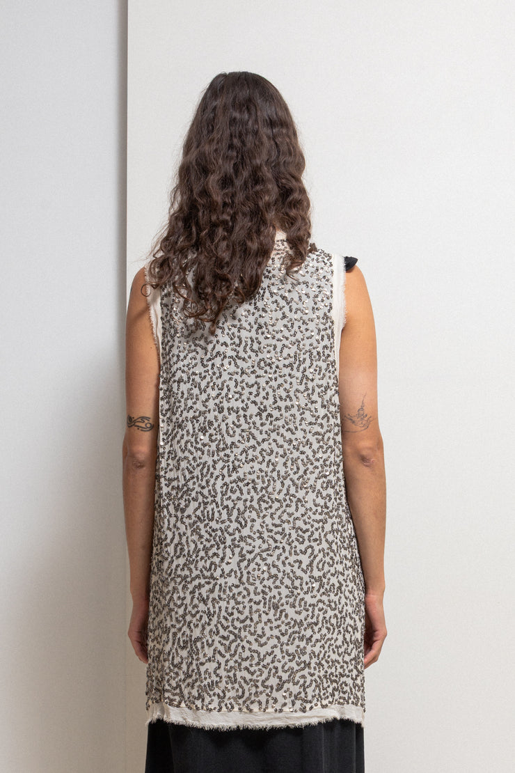 ANN DEMEULEMEESTER - SS10 Silk vest with 850 gr of metal sequins (runway)