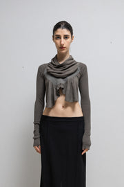 RICK OWENS - SS07 "WISHBONE" Wool/silk cropped sweater with a draped neck