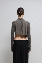 RICK OWENS - SS07 "WISHBONE" Wool/silk cropped sweater with a draped neck