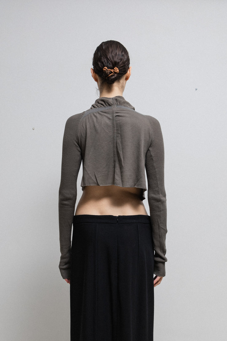 RICK OWENS - SS07 "WISHBONE" Wool/silk cropped sweater with a draped neck