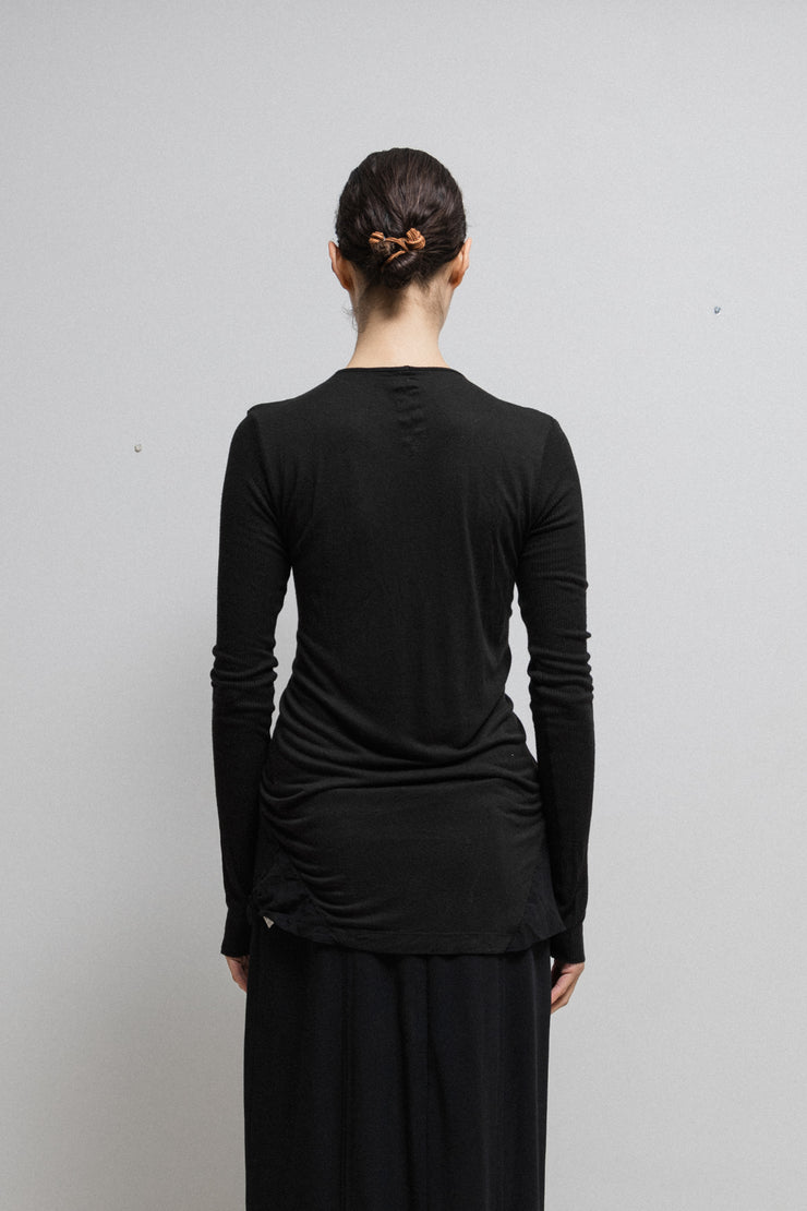 RICK OWENS - FW09 "CRUST" Silk blend panelled sweater with ribbed sleeves