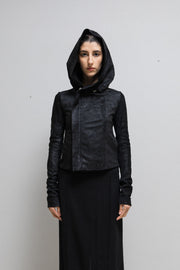 RICK OWENS - FW11 "LIMO" Blistered lamb leather hooded jacket