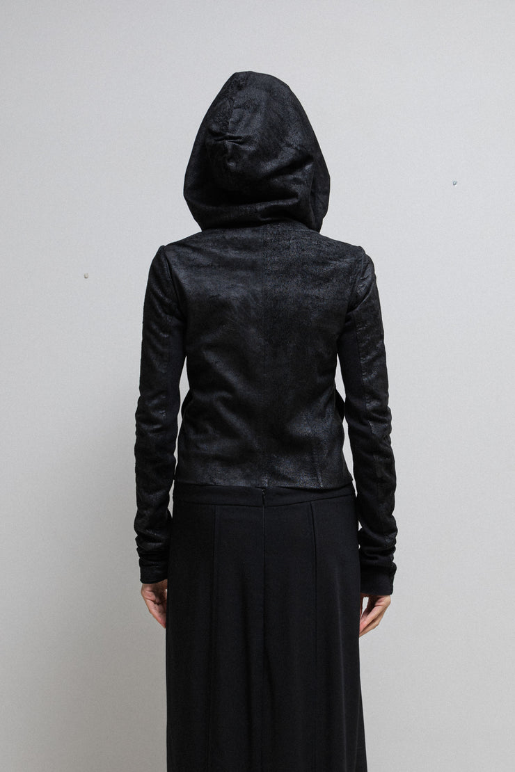 RICK OWENS - FW11 "LIMO" Blistered lamb leather hooded jacket