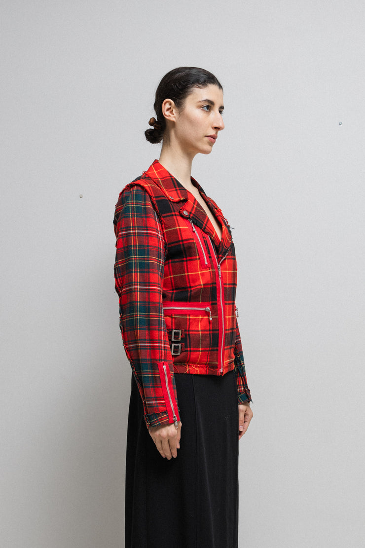 UNDERCOVER - UNDAKOVRIT Reworked tartan wool biker jacket