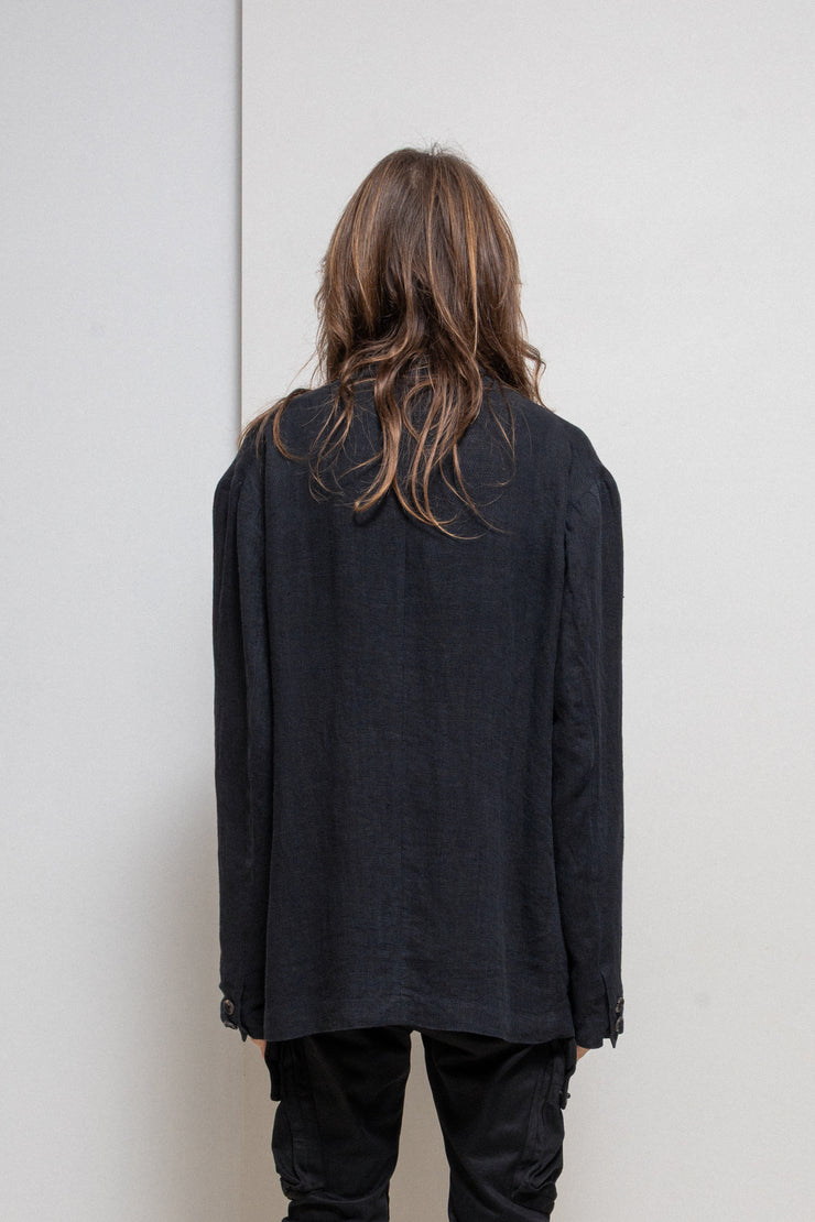 YOHJI YAMAMOTO POUR HOMME - SS87 Linen costume jacket with chest embroidery