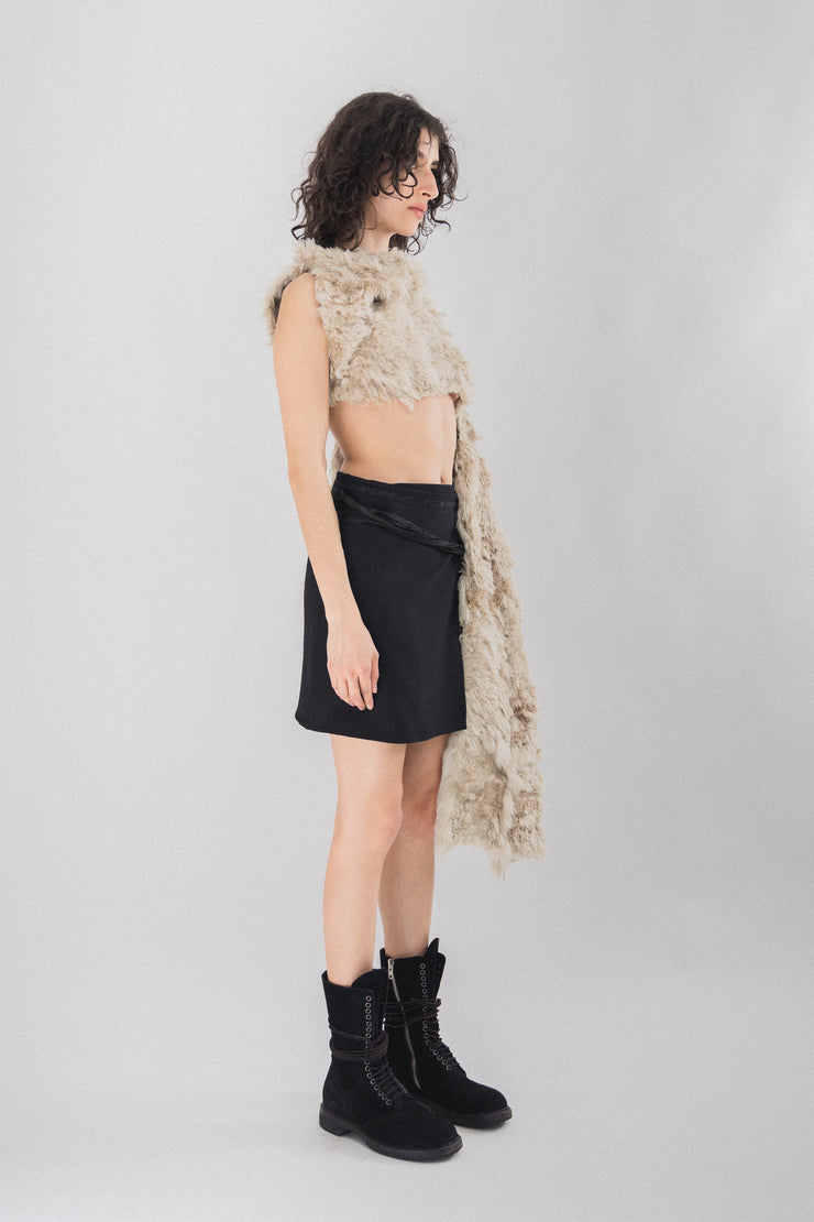 ANN DEMEULEMEESTER - FW05 Wrap up shearling garment
