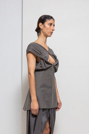 RICK OWENS - SS10 « RELEASE » Textured silk cutout top with thick cotton panel (runway)