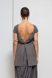 RICK OWENS - SS10 « RELEASE » Textured silk cutout top with thick cotton panel (runway)