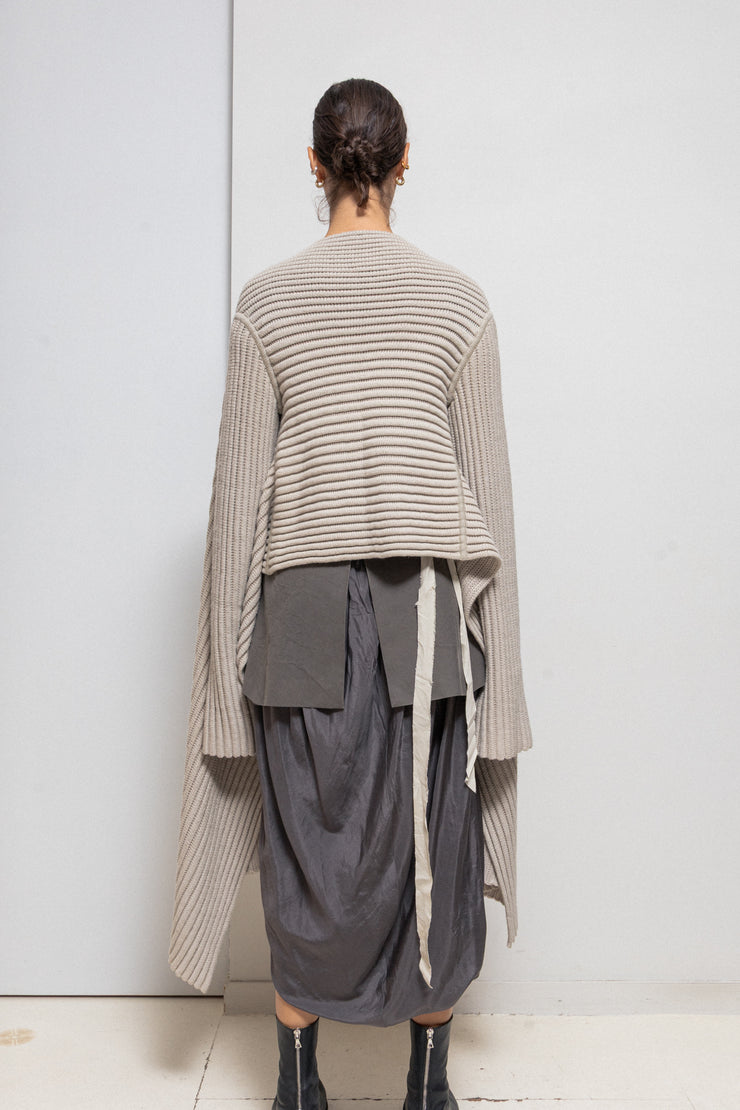 RICK OWENS for REVILLON - FW04 Thick cashmere blend extra long ribbed cardigan