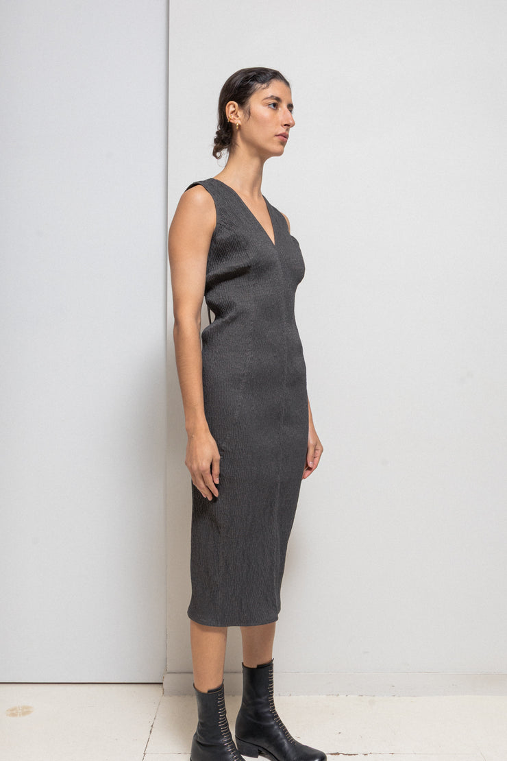 RICK OWENS - SS17 « WALRUS » Textured pleats stretch dress