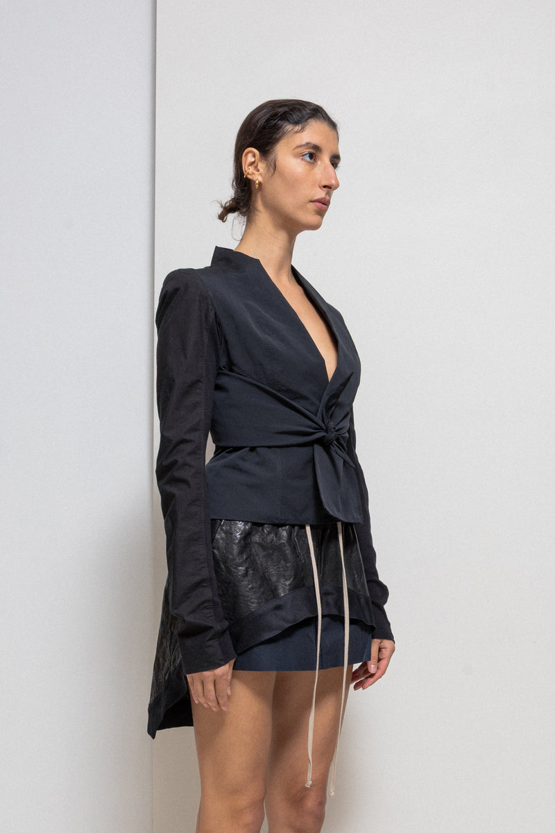 RICK OWENS - SS09 « STRUTTER » Textured cotton blend jacket with strap ...