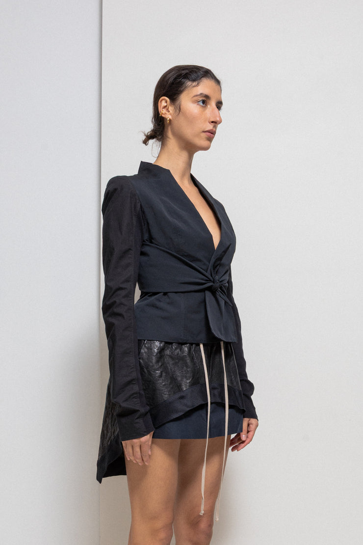 RICK OWENS - SS09 « STRUTTER » Textured cotton blend jacket with straps to tie up (runway)