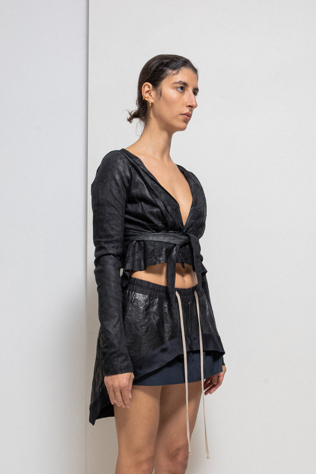 RICK OWENS - SS09 « STRUTTER » Blistered lamb leather cropped