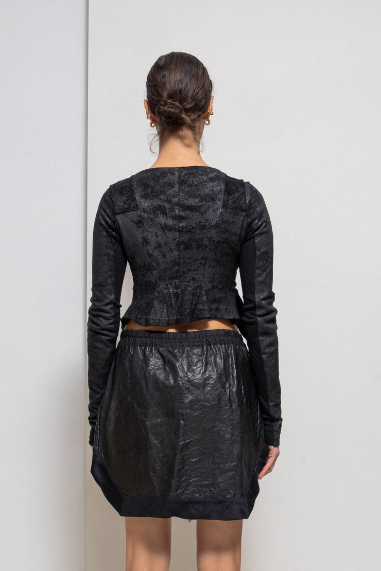 RICK OWENS - SS09 « STRUTTER » Blistered lamb leather cropped jacket with straps to tie up