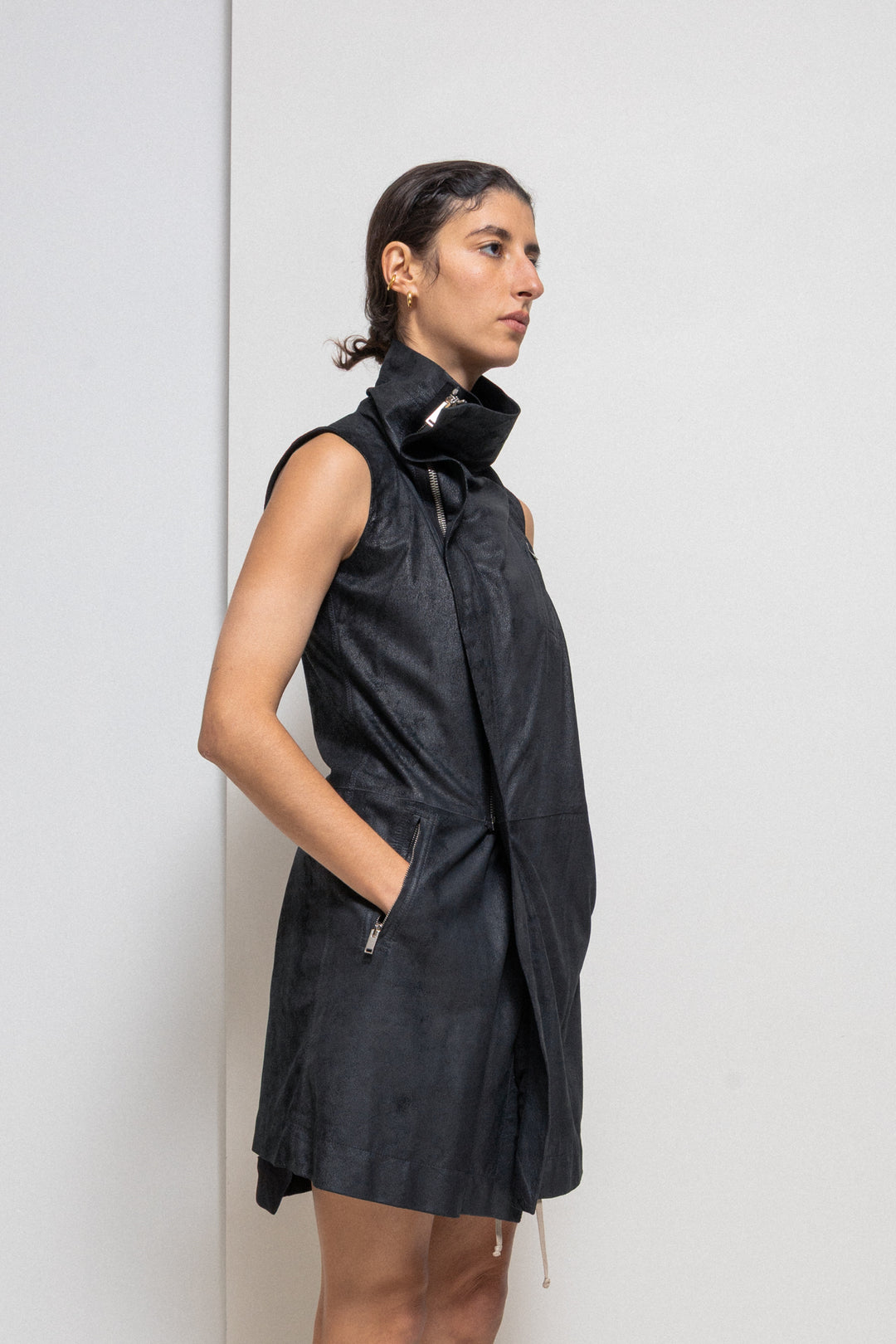 美品 SLY ラムレザー中綿ジャケット【2】モード　短丈　rick owens Rick Owens - 【激レアモデル】RICK OWNS 斜めジップ×ハイネック