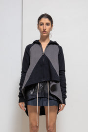 GARETH PUGH - 2010’s Full zipper cotton hoodie with longer sides