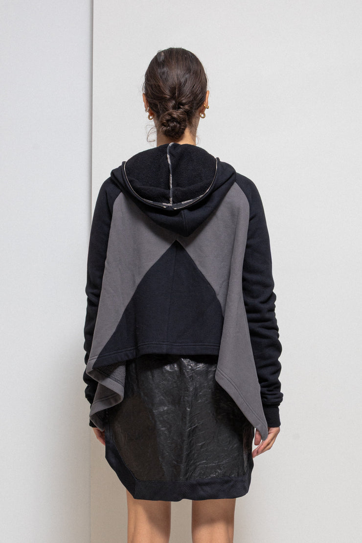 GARETH PUGH - 2010’s Full zipper cotton hoodie with longer sides
