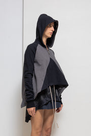 GARETH PUGH - 2010’s Full zipper cotton hoodie with longer sides