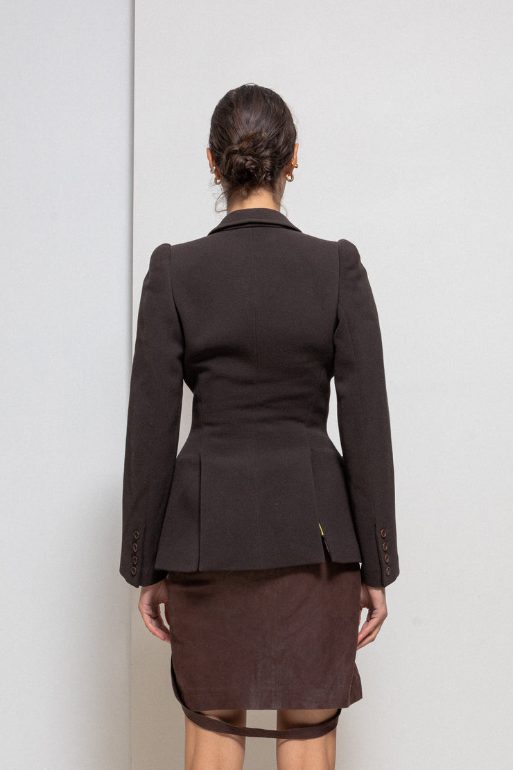 ALEXANDER MCQUEEN - FW00 "Eshu" Virgin wool tailored jacket with padded shoulders and signature lining (runway)