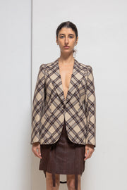 ALEXANDER MCQUEEN - FW00 "Eshu" Plaid pattern virgin wool tailored jacket with signature lining