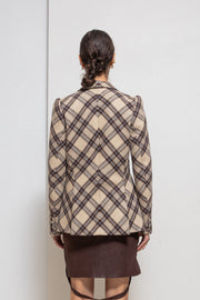 ALEXANDER MCQUEEN - FW00 "Eshu" Plaid pattern virgin wool tailored jacket with signature lining