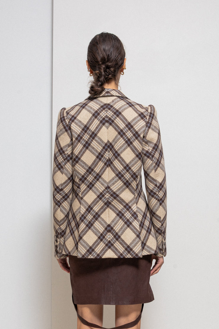 ALEXANDER MCQUEEN - FW00 "Eshu" Plaid pattern virgin wool tailored jacket with signature lining