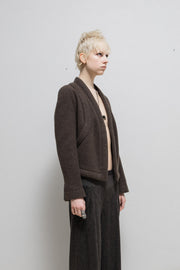 RICK OWENS x REVILLON - FW04 Cashmere jacket with circular cutout and padded trims