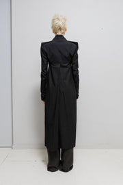 RICK OWENS - Long coat with back straps and triangular shoulders