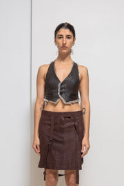 L.G.B - Rabbit fur and leather reversible vest